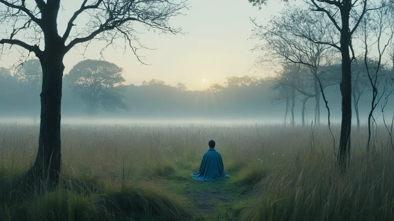 First light over still water, the visual quality a 30-day breath streak is designed to produce in the nervous system.