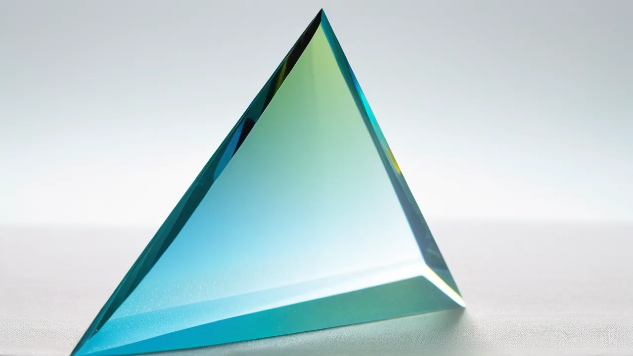A glass prism splits sunlight into a clean spectral band, the visual analogue of breath splitting brain activity into ordered hemispheres.