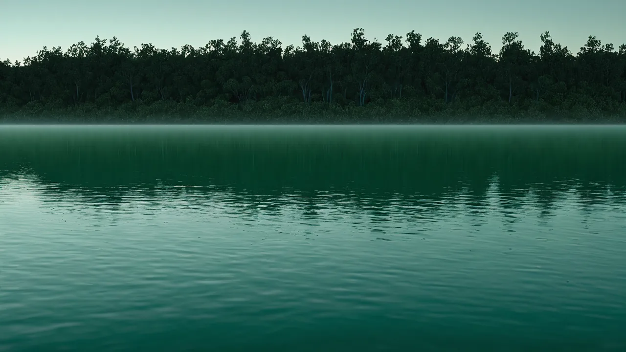 Sage-green light caustics on still dawn water. The colour and quiet of the action this week is asking for.